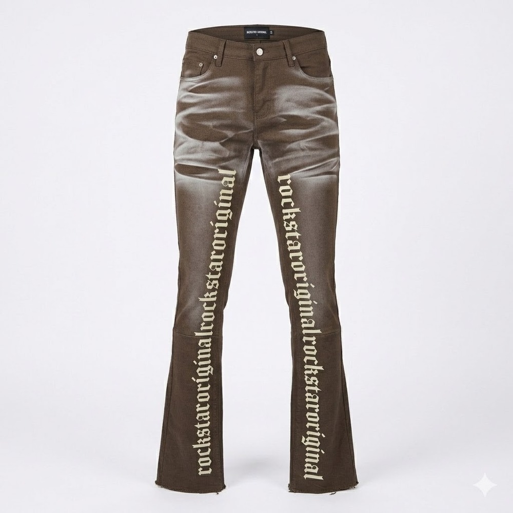 NEW Rockstar Original Filip Khaki Super Stacked Flare Jean Brown - IW
